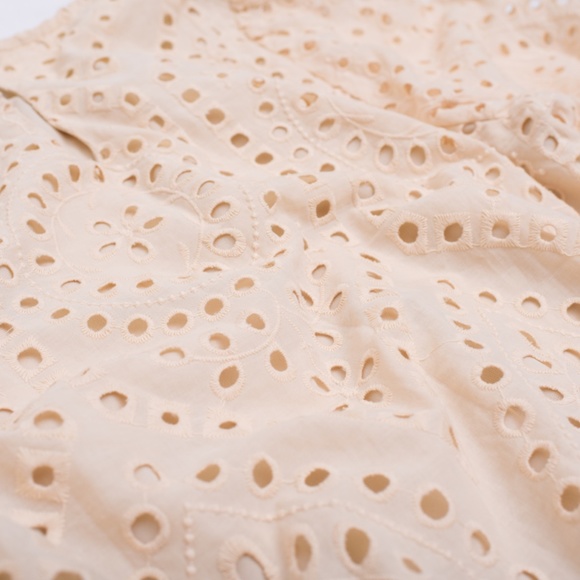 Feminine Eyelet Puff Sleeves Blouse Cute Girly Coquette Cream Medium - Picture 12 of 14